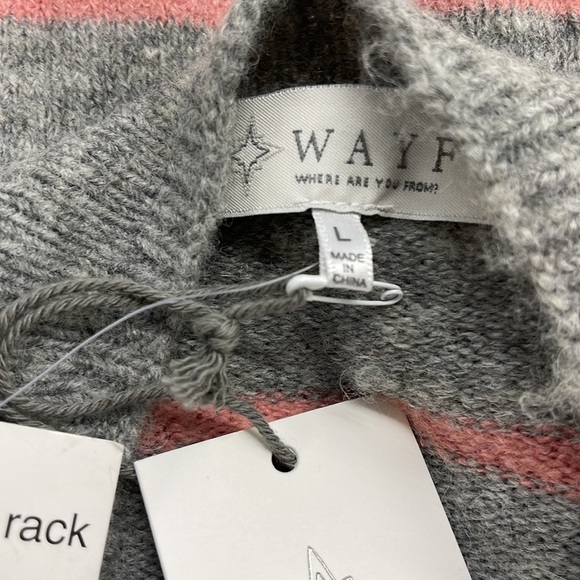 Wayf NWT Grey and Pink Stripe Sweater with Waist Tie Large - Picture 7 of 10